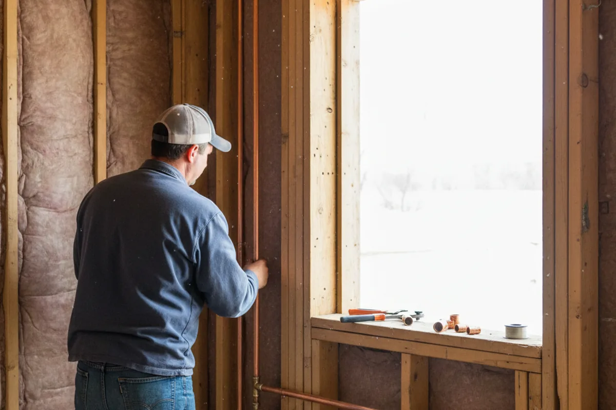Licensed plumber running new copper supply lines in a Edwardsville home