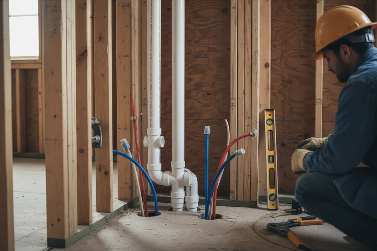 Drain and supply rough-in during Toilet Repair and Installation in Edwardsville