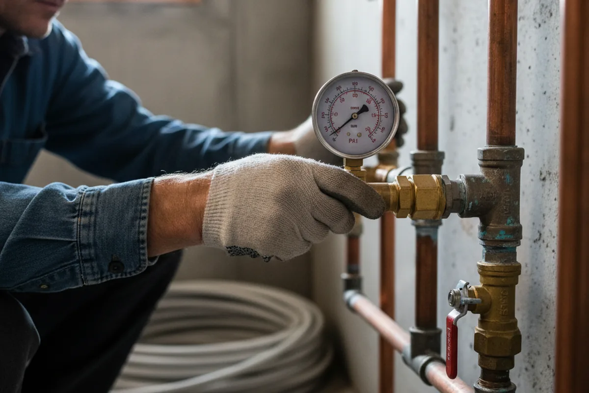Pressure testing a repaired line during Water Line Repair in Edwardsville